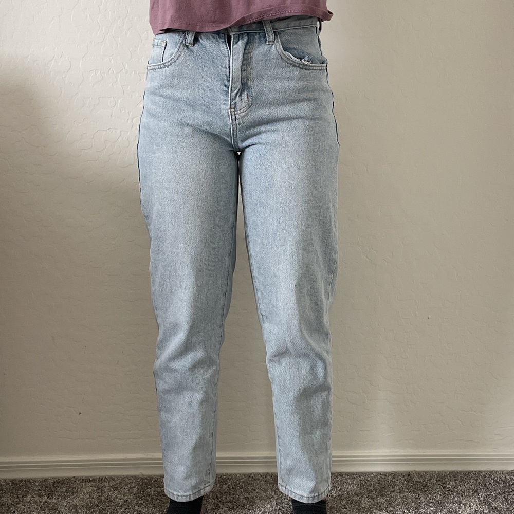 Light wash straight leg jeans
